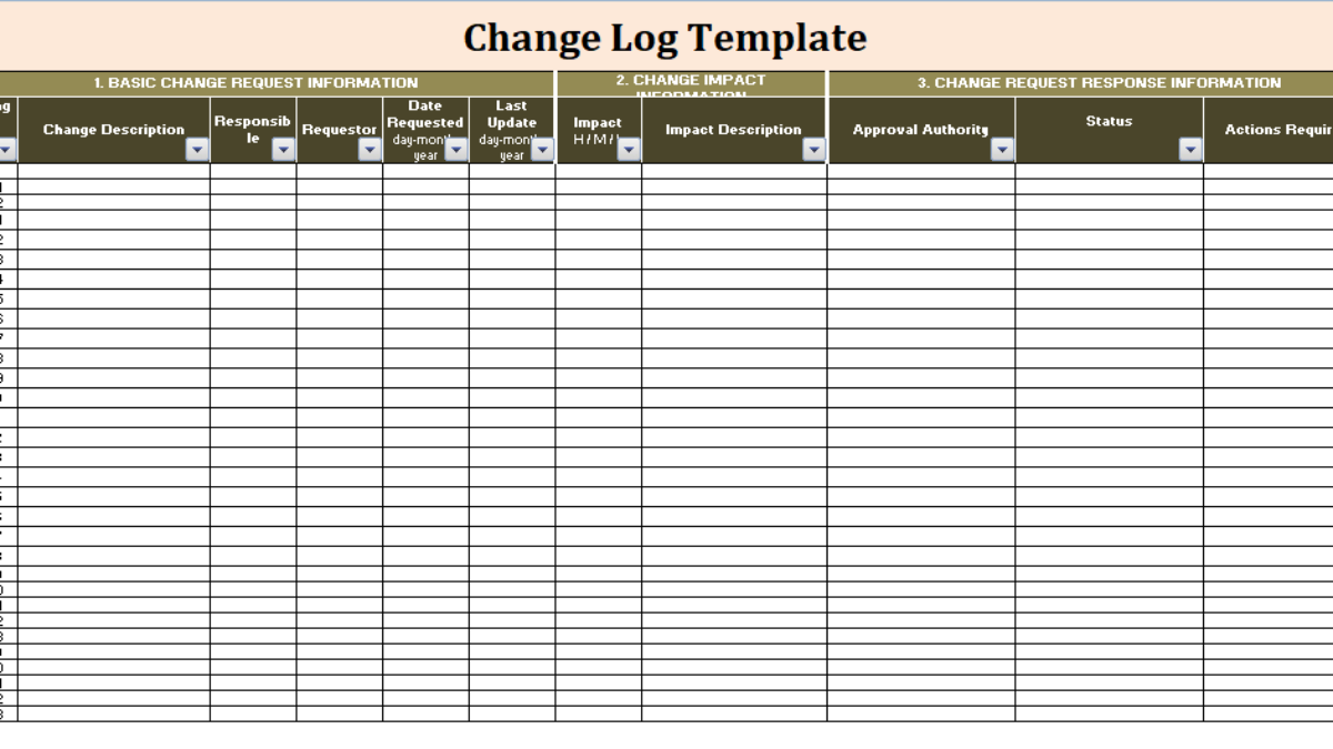Change Log Templates 10 Free Printable Word Excel Pdf Formats Samples Examples