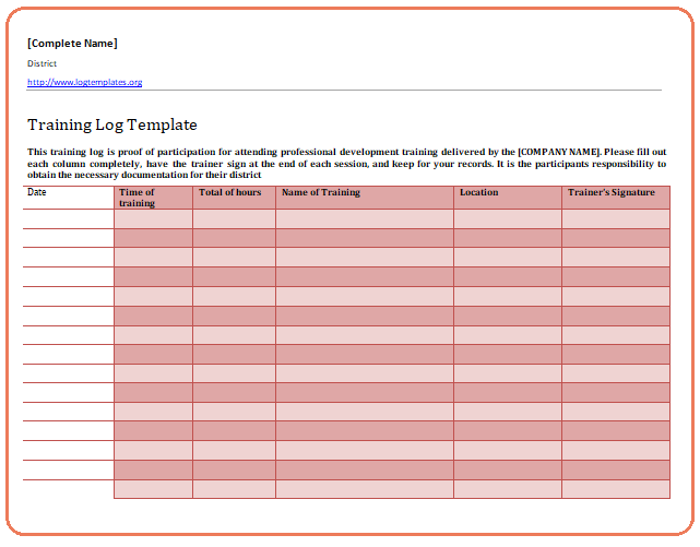 Training Log Templates 11 Free Word Excel Pdf Formats Samples Examples Forms