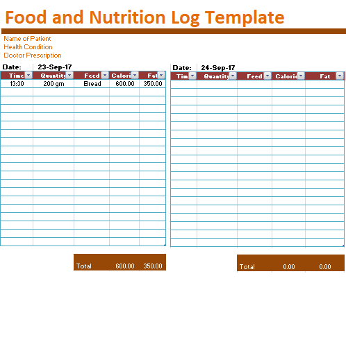 Nutrition Log Template from www.logtemplates.org