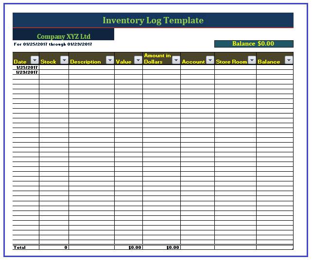 Inventory Log Templates 8 Free Printable Word Excel PDF Formats