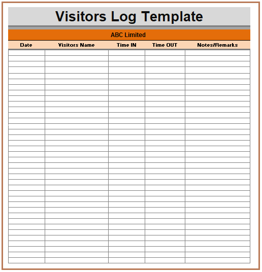 Visitor Log Templates 11+ Free Printable Word, Excel & PDF Formats