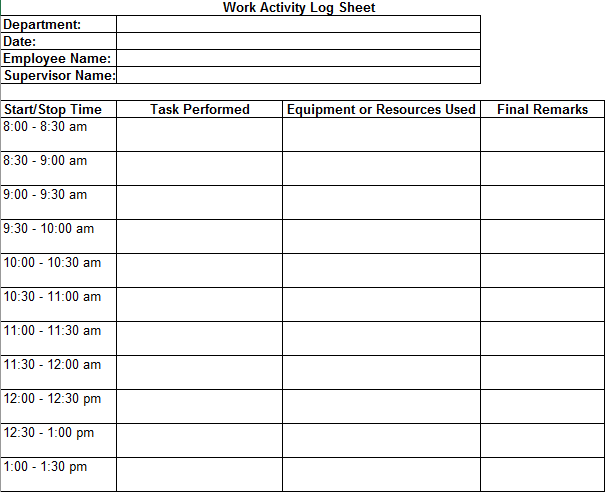Daily Log Sheet Template from www.logtemplates.org