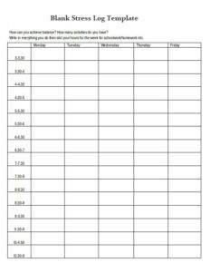 Blank Stress Log Template