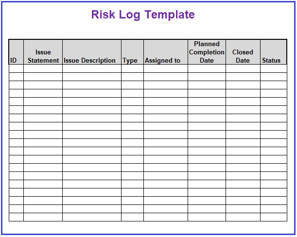 Risk Log Template