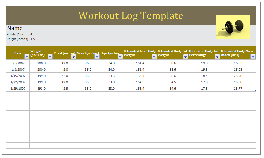 Workout Log Template