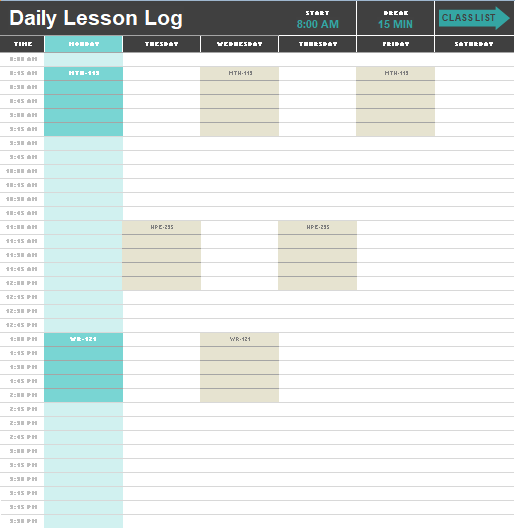 Daily Lesson Log Template