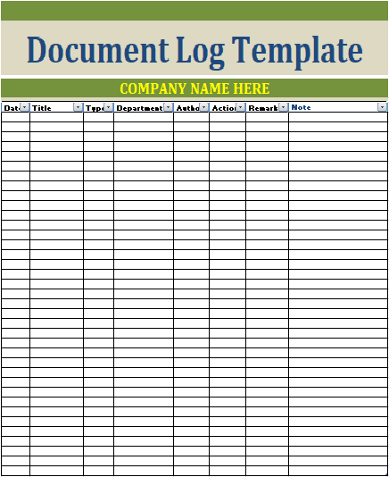 Document Log Template