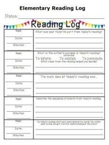 Elementary Reading Log Template