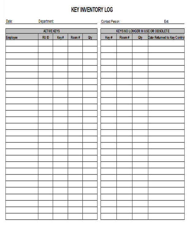 Key Inventory Log Template