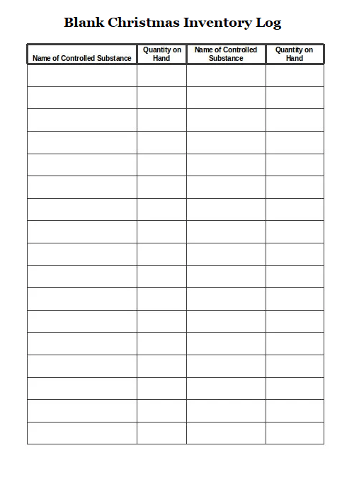 Blank Christmas Inventory Log Template