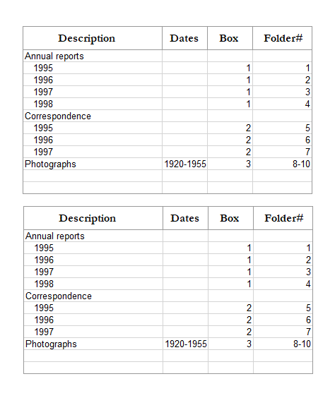 Christmas Inventory Log Example