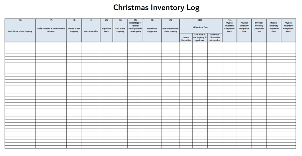 Christmas Inventory Log Format
