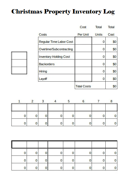 Christmas property Inventory Log Template