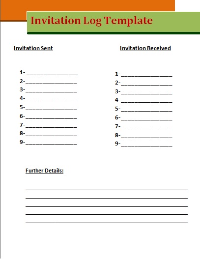 Invitation Log Template