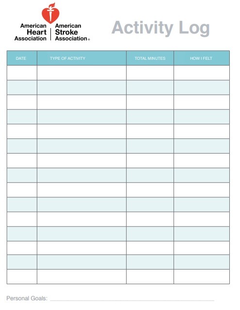 Activity Log Template PDF