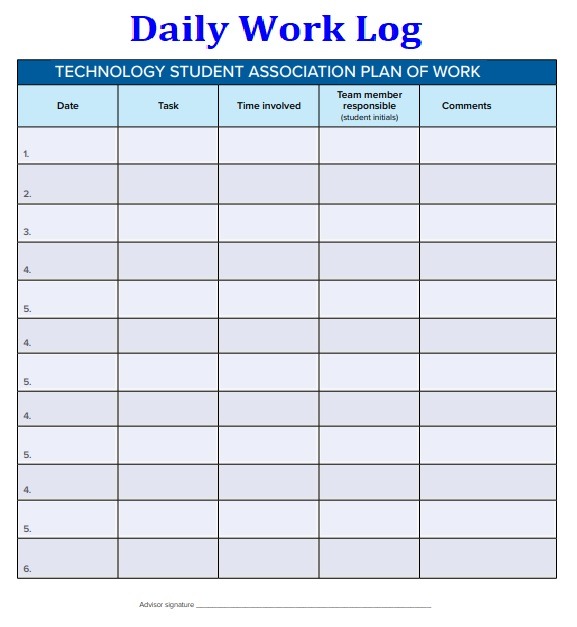 Daily Work Log Templates 10 Free Printable Word Excel PDF Formats 