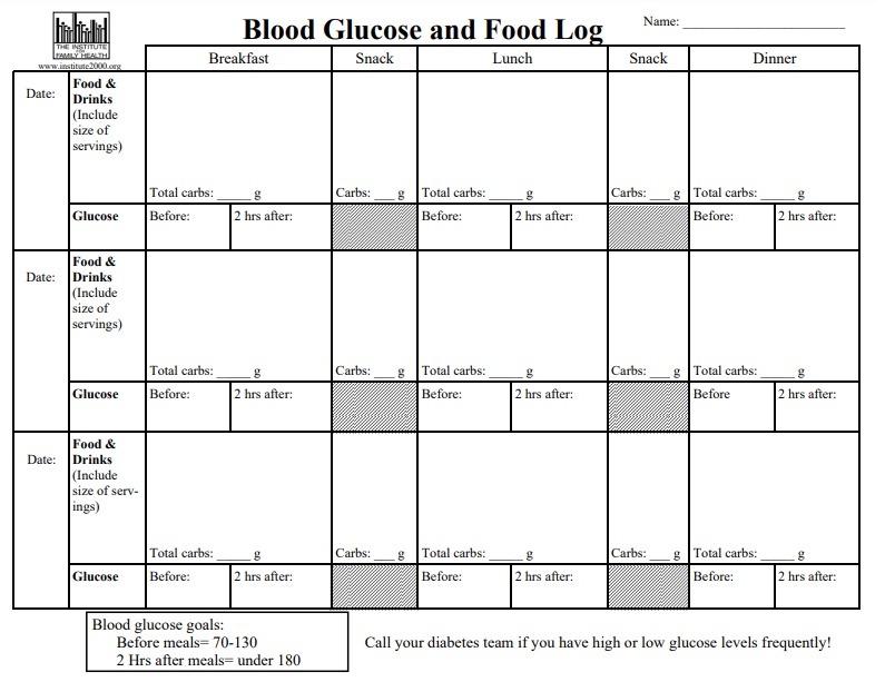 Diabetic Food Diary Template Excel from www.logtemplates.org