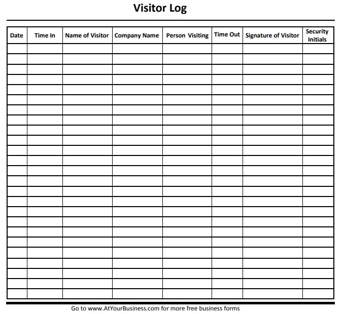 Visitor Log Templates