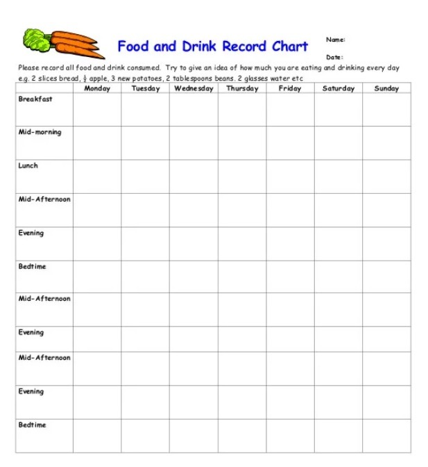 Daily Drinking and Food Log Template