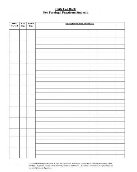 Daily Work Log Template PDF