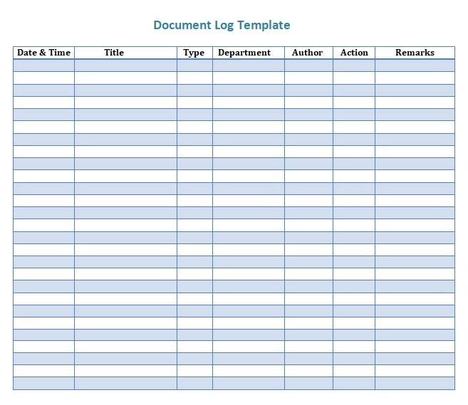 Document Log Template Word