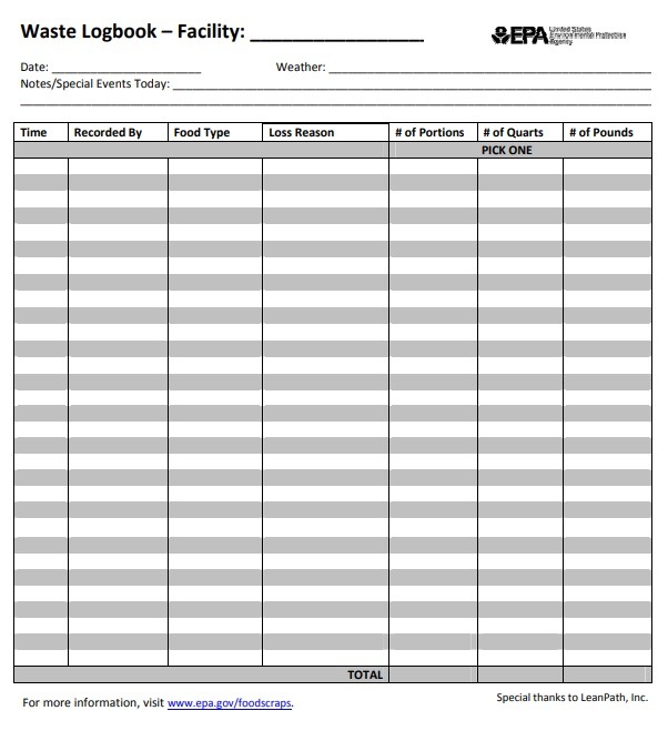 food-waste-log-sheet-printable