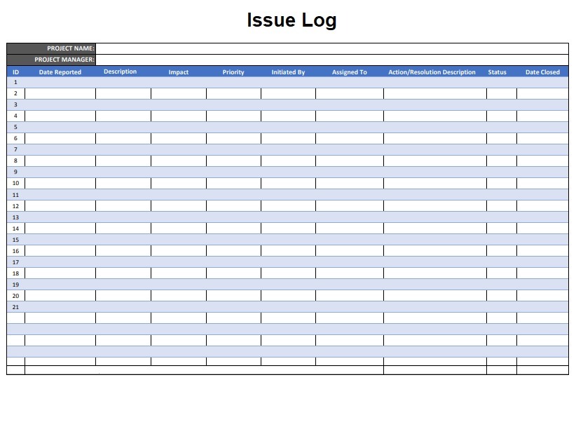 13-free-sample-issue-log-templates-printable-samples