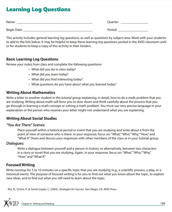 Learning Questionnaire Log Template