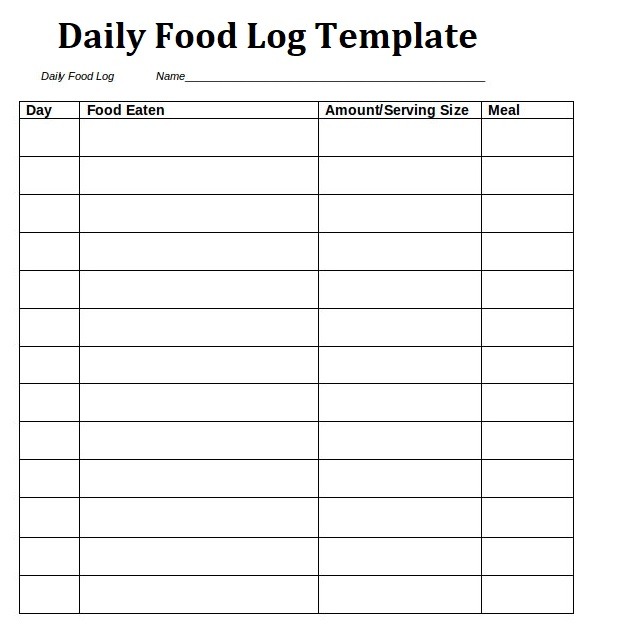 Printable Daily Food Log Template