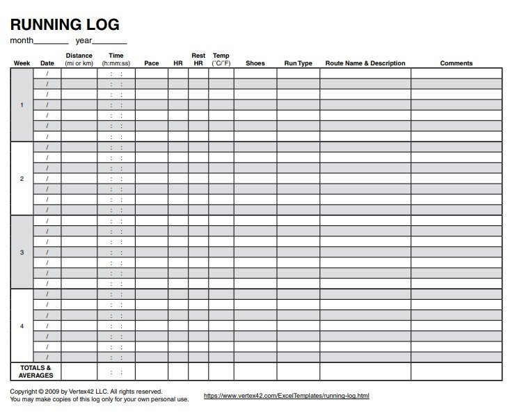 Running Log Templates 9 Free Printable Word Excel PDF Log Formats 