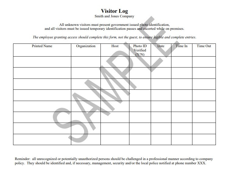 Visitor Log Templates