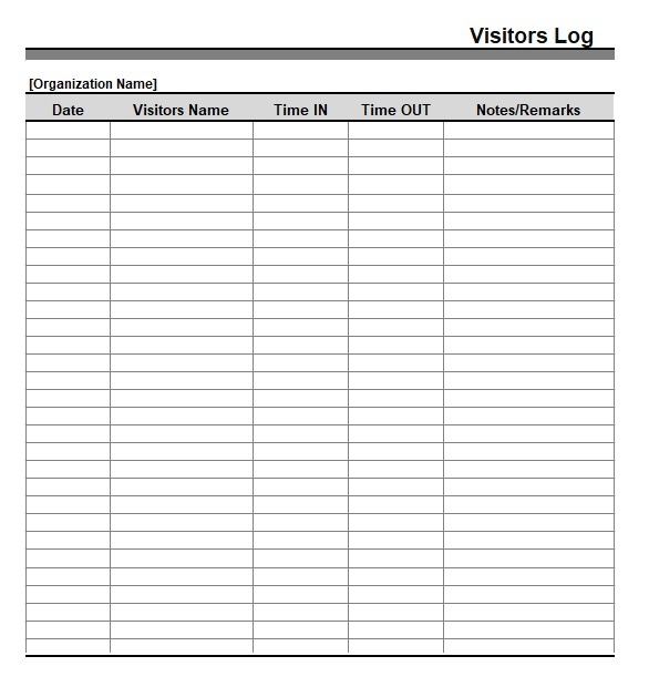 11 Visitor Log Templates Free Log Templates