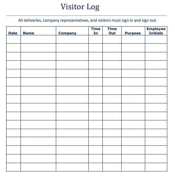 Visitor Log Templates