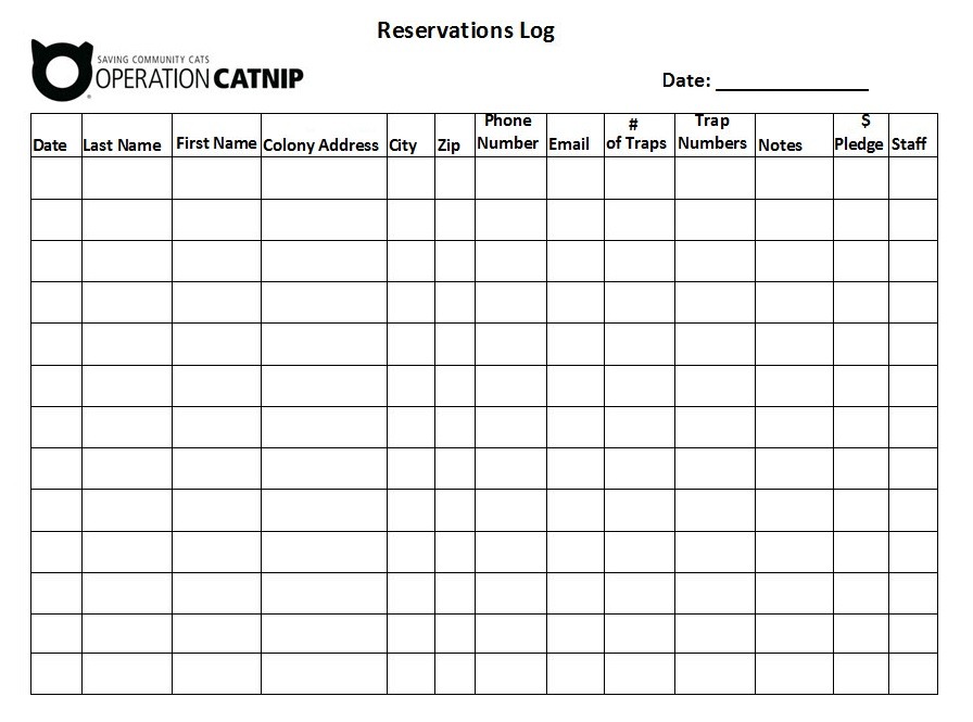 Reservation Log Templates 10+ Free Printable Word & Excel Samples