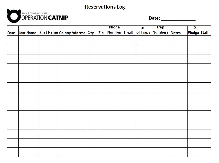 Clinic Reservation Log Template