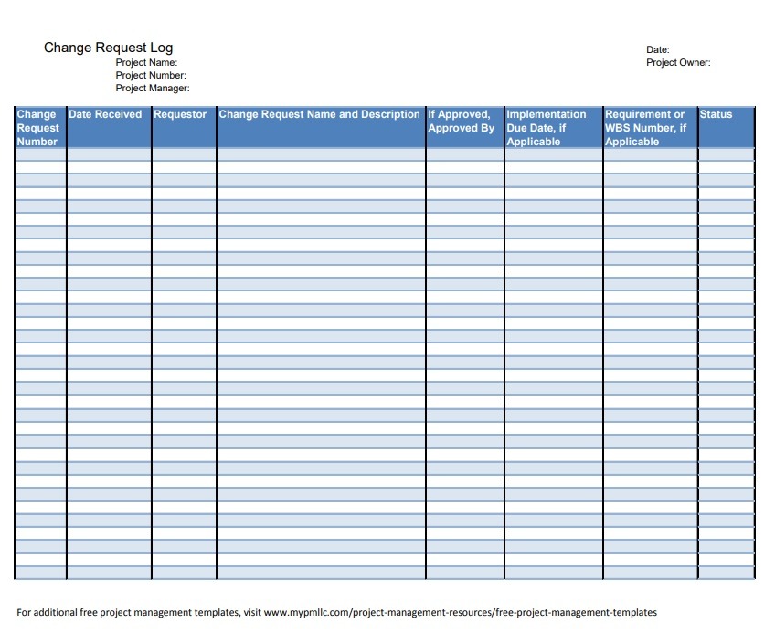 Free Change Log Template