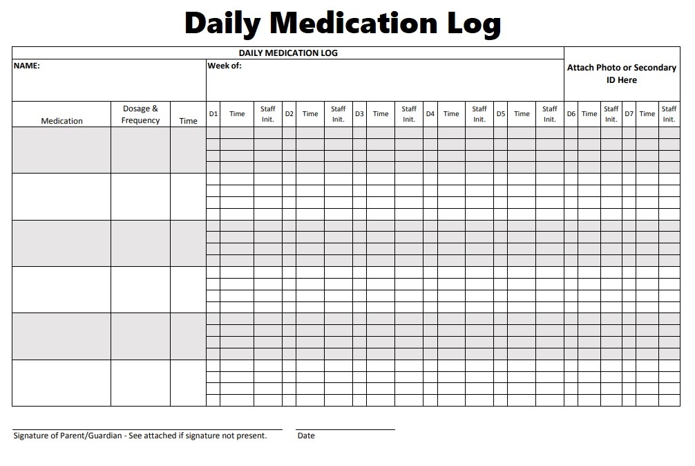 8 Medication Log Template Free Log Templates