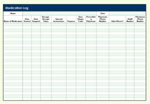 Medication Log Template Excel
