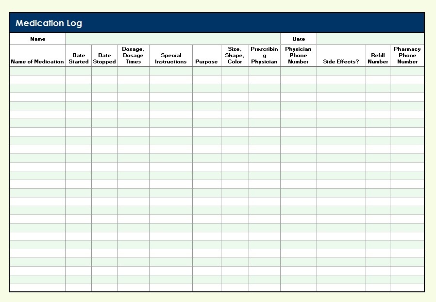 Medication Sheet Template from www.logtemplates.org