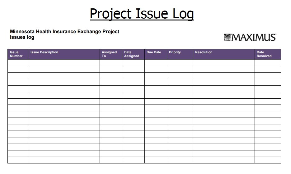 Project Issues Log Templates | 6+ Free Printable Word ...
