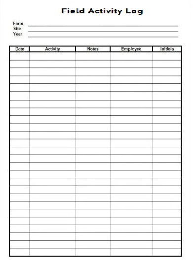 Daily Field Activity Log Template