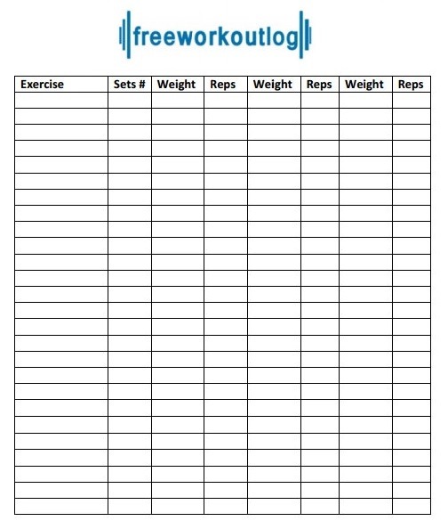 Exercise Log Template PDF