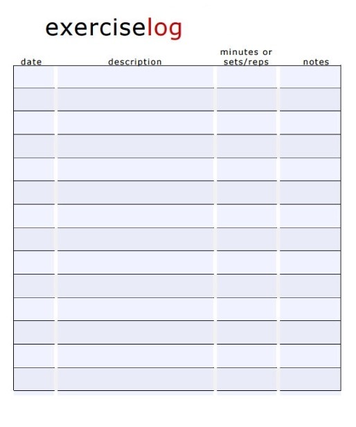 Fitness and Exercise Log Template