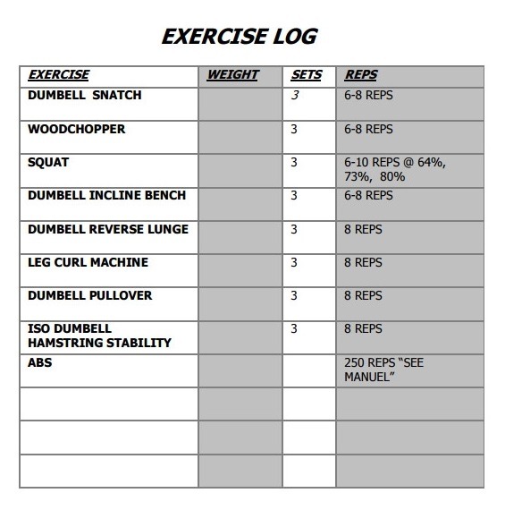 Gym Exercise Log Template