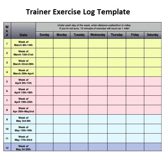Trainer Exercise Log Template