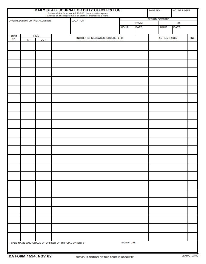 Staff Daily Log Template