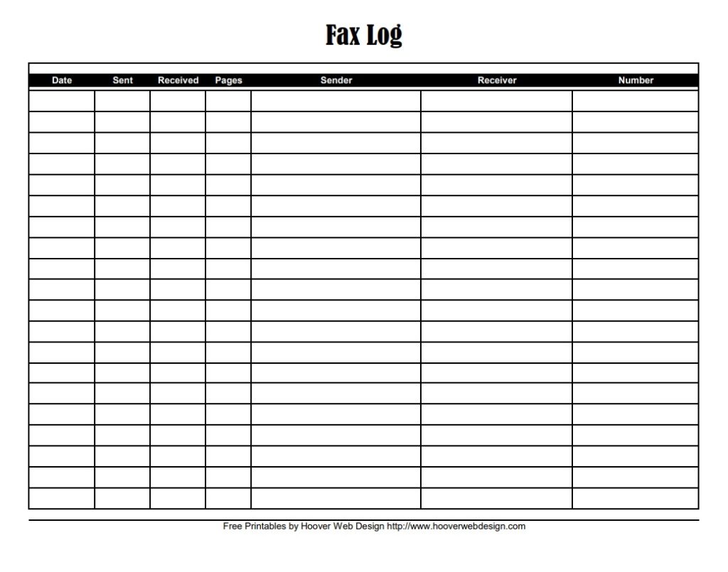 Fax Log Sheet Template PDF
