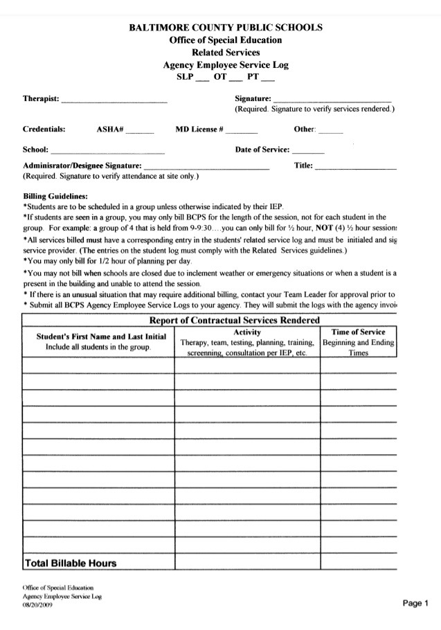 Employee Service Log Template PDF