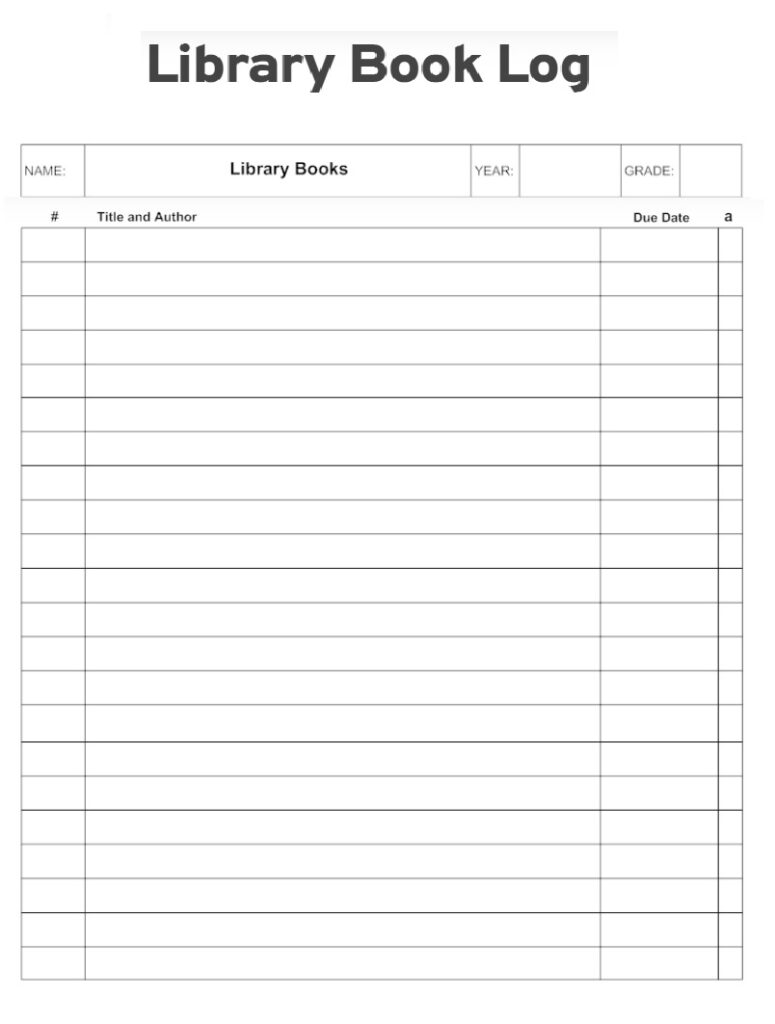 Library Book Log Template