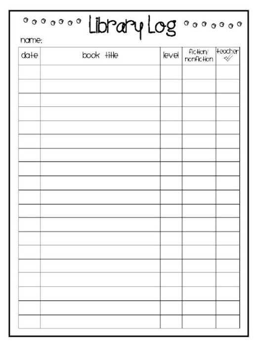 Library Log Template Word
